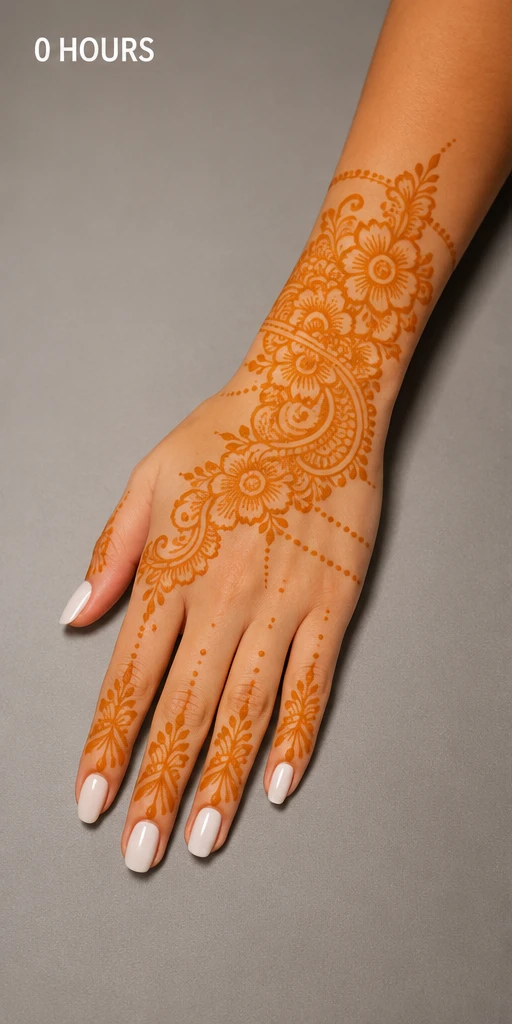 Henna stain right after the paste is removed